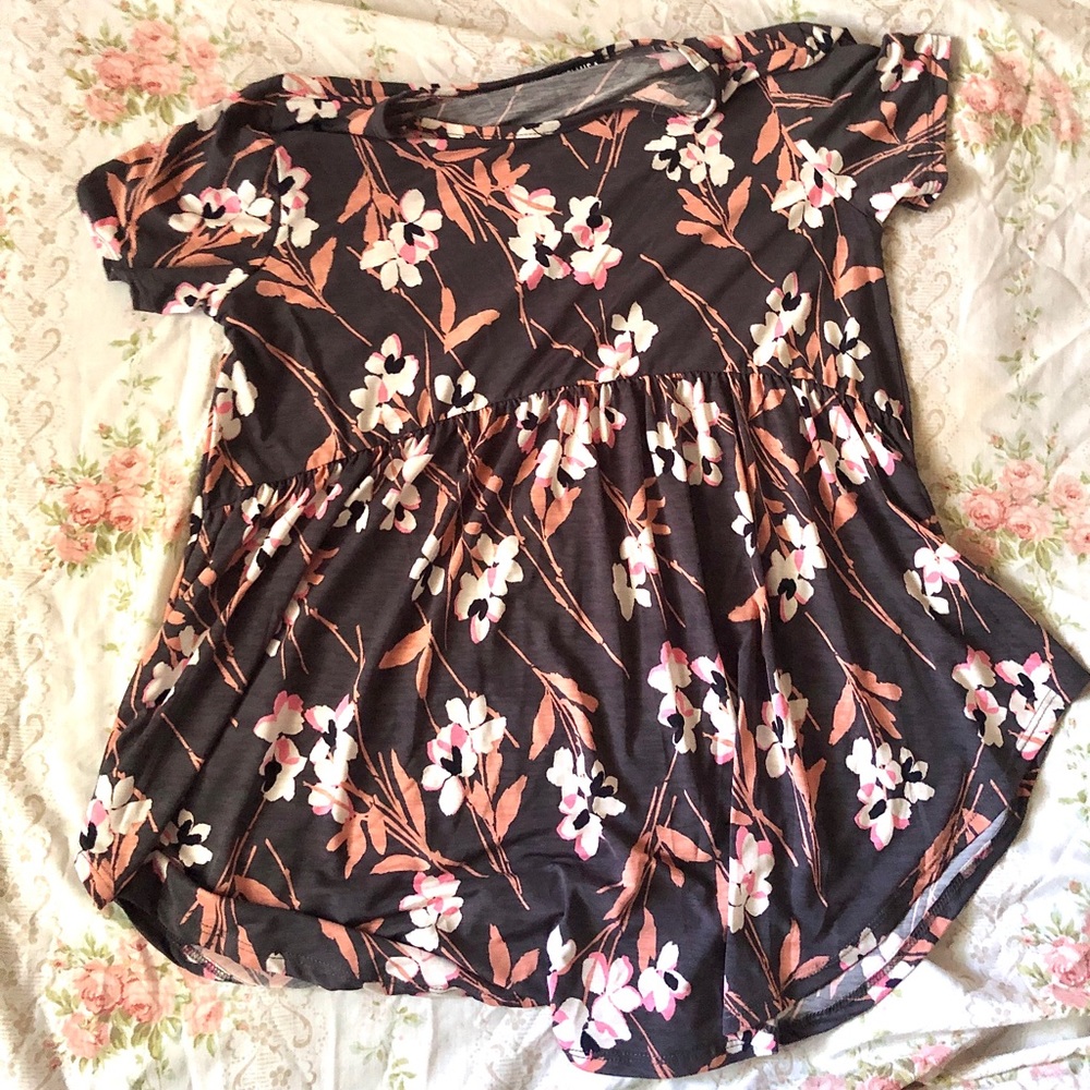Floral Leaf Purple Blouse